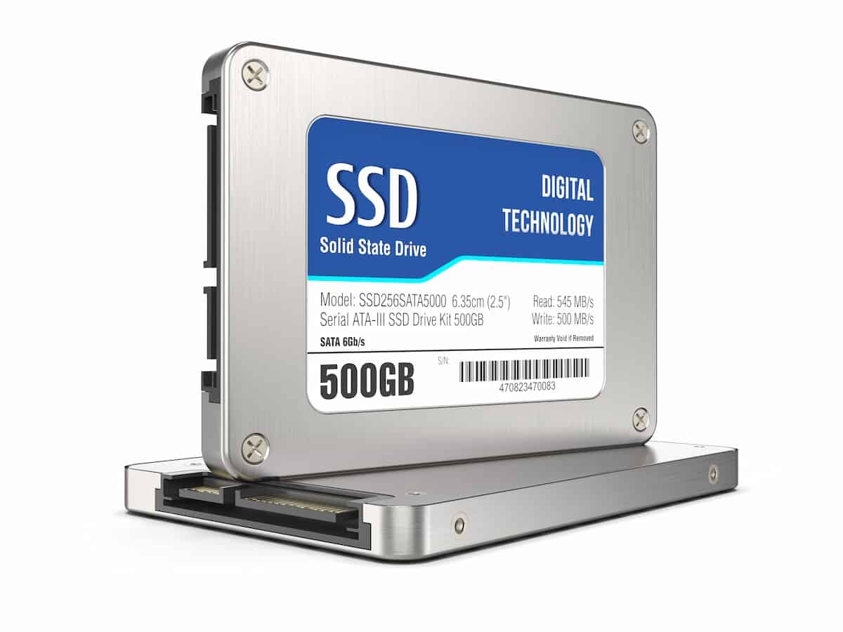 Two SSDs on white background